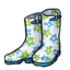 Blue and Green Floral Rain Boots