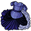 Navy Ruffled and Bustled Ball Gown