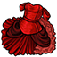 Red Ruffled and Bustled Ball Gown
