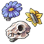 Skull and Flower Hair Clips