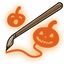Glowing Orange Pumpkin Ink Brush Painting