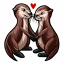Holding Hands Loving Otter Companion