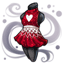 Shimmering Crimson Heart Applique Dress