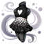 Shimmering Black with White Heart Applique Dress