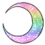 Soft Rainbow Sparkles Crescent Moon