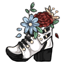 White Flower Filled Boots