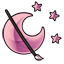 Pink Chibi Moon and Star Tattoo