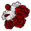 White Bunched Fabric Roses