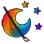 Rainbow Chibi Moon and Star Tattoo