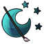 Oceanic Chibi Moon and Star Tattoo