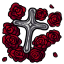 Crimson Cross and Roses Necklace