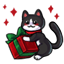 Tuxedo Kitty Cat with a Giftbox Companion