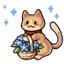 Ginger Kitty Cat with a Flower Basket Companion