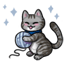 Gray Tabby Kitty Cat with a Yarn Ball Companion