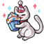 White Kitty Cat with a Cupcake Companion