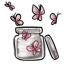 Jar of Captured Pink Butterflies