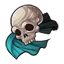 Teal Skull Piece of Fabric