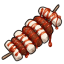 Ketchup Rice Cake and Sausage Skewer