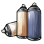 Empty Brown and Blue Spray Cans