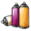 Empty Yellow and Purple Spray Cans
