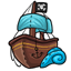 Turquoise Pirate Ship Plushie